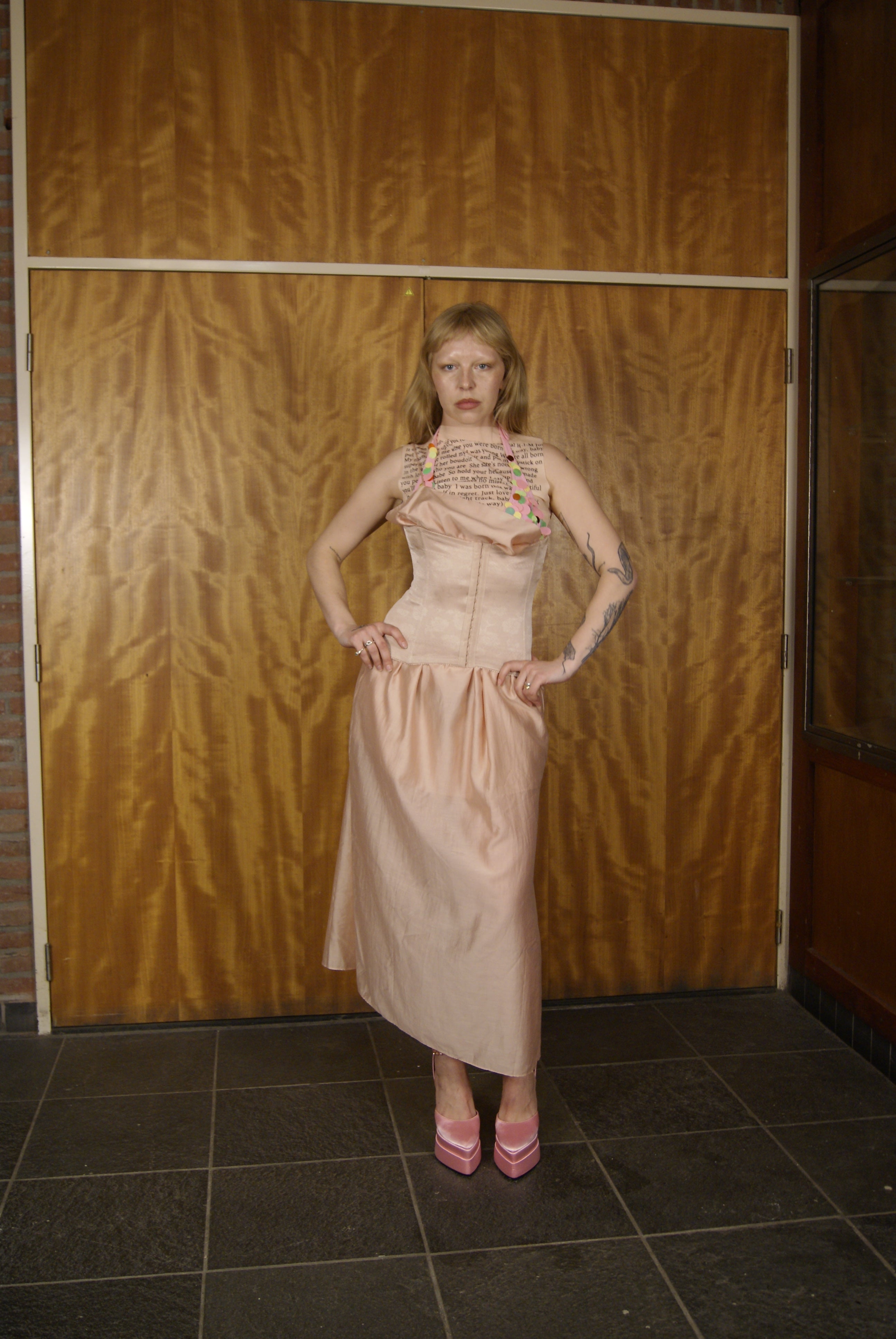 H&M roze lange jurk