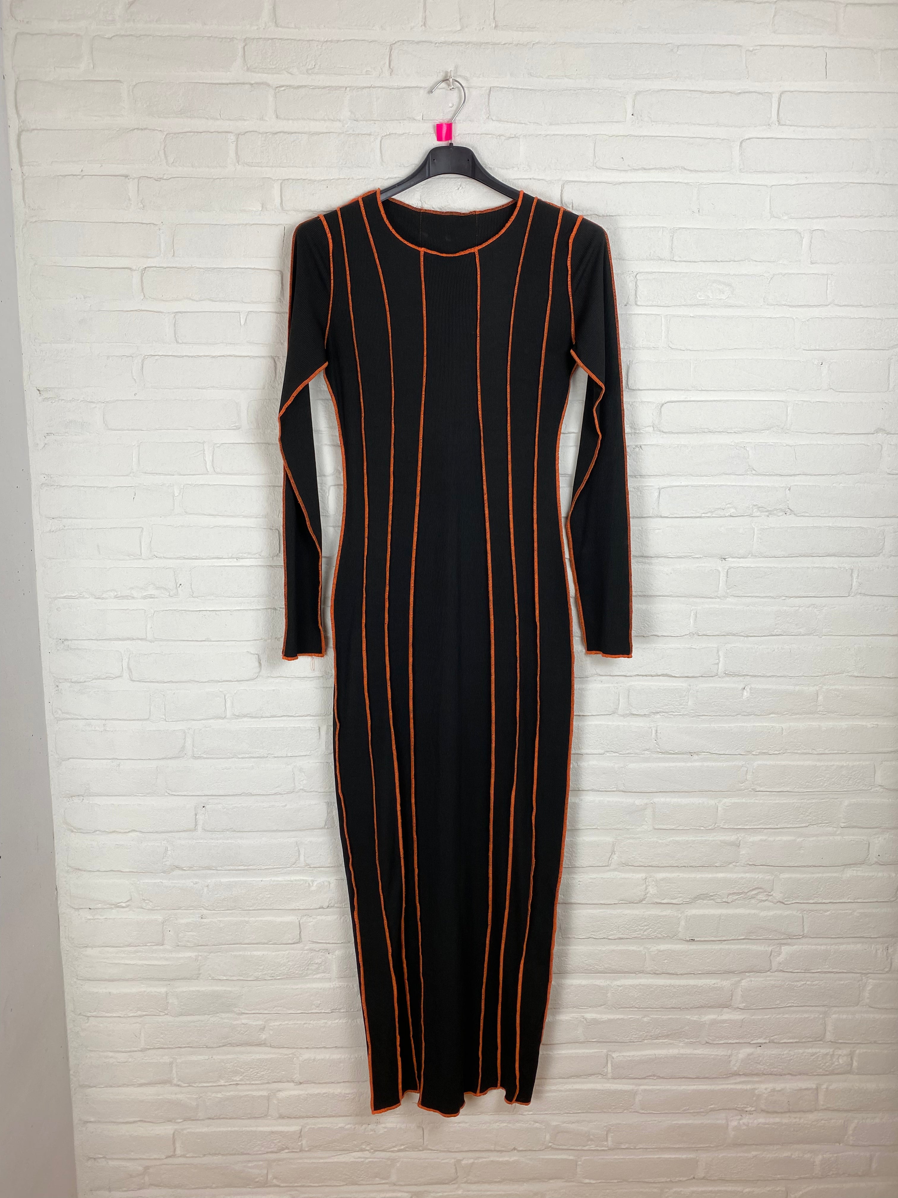 Bodycon jurk met oranje streep