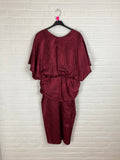 80's jurk glanzend bordeaux