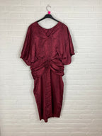 80's jurk glanzend bordeaux