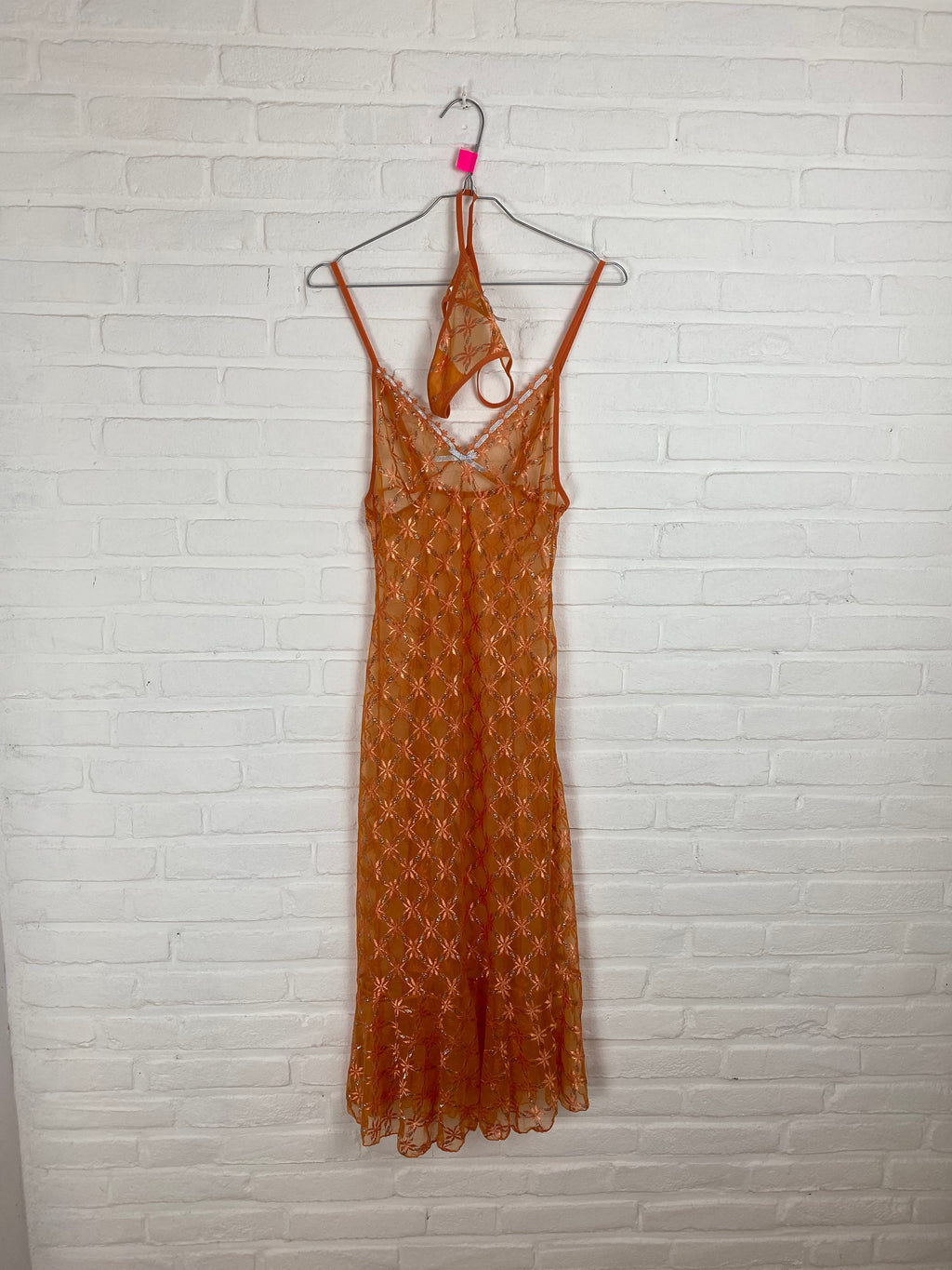Oranje slipdress met matching slip