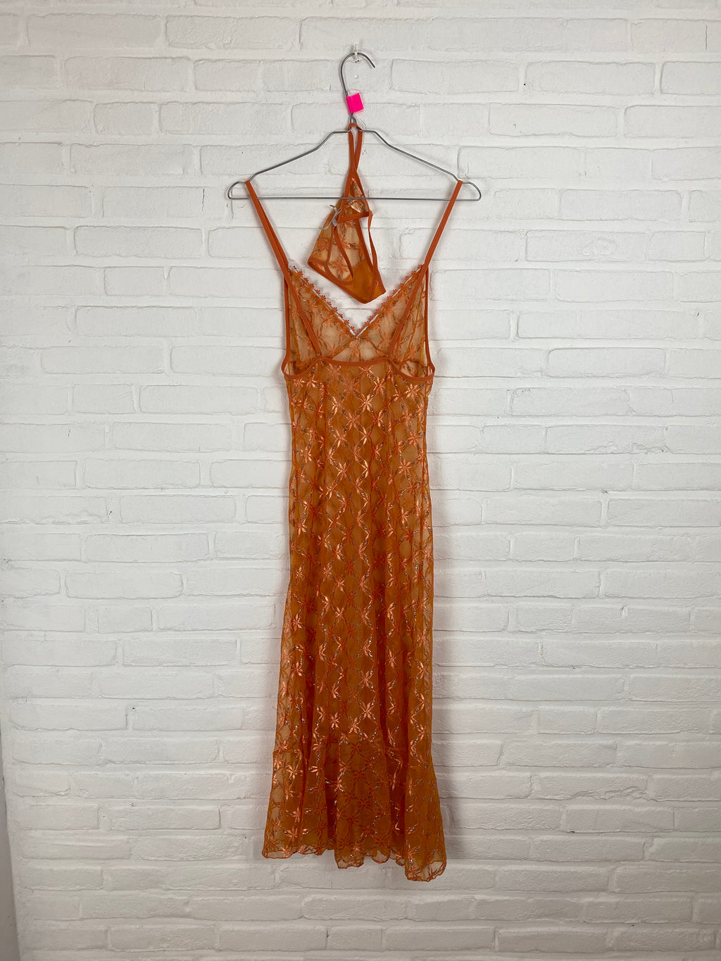 Oranje slipdress met matching slip
