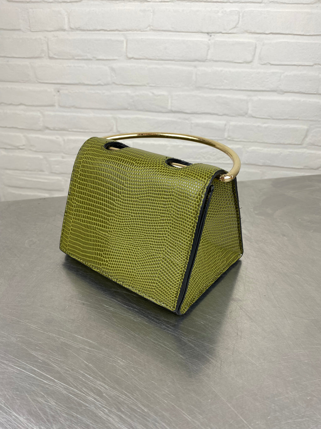 Groene slangenprint handtas